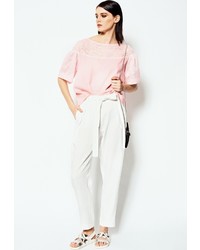 Бежевые узкие брюки от LO