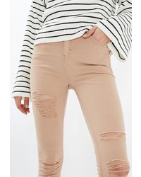 Бежевые узкие брюки от Topshop