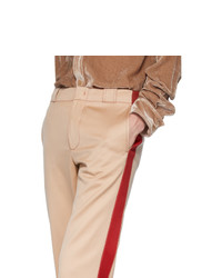Бежевые шерстяные брюки чинос в вертикальную полоску от Sies Marjan