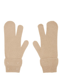 Бежевые шерстяные перчатки