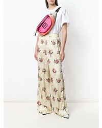 Бежевые широкие брюки с цветочным принтом от Golden Goose Deluxe Brand