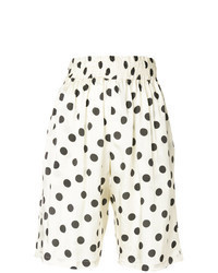 Бежевые шорты-бермуды в горошек