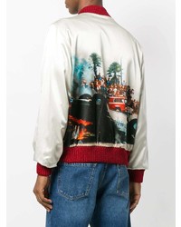 Мужской бежевый бомбер с принтом от Palm Angels