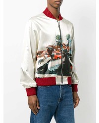 Мужской бежевый бомбер с принтом от Palm Angels