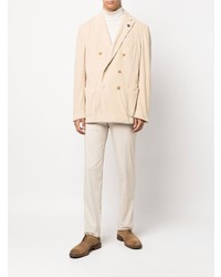 Мужской бежевый вельветовый двубортный пиджак от Lardini