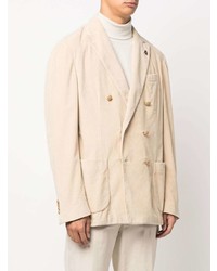 Мужской бежевый вельветовый двубортный пиджак от Lardini