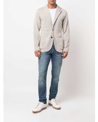 Мужской бежевый вязаный пиджак от Lardini