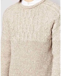 Мужской бежевый вязаный свитер от Asos