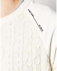 Мужской бежевый вязаный свитер от Firetrap