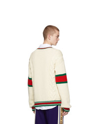 Мужской бежевый вязаный свитер от Gucci