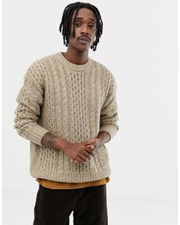 Мужской бежевый вязаный свитер от Weekday