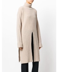 Бежевый вязаный свободный свитер от Agnona