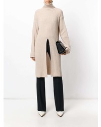 Бежевый вязаный свободный свитер от Agnona