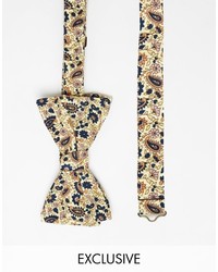 Мужской бежевый галстук-бабочка с цветочным принтом от Reclaimed Vintage