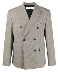 Мужской бежевый двубортный пиджак с узором "гусиные лапки" от IRO