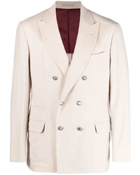 Мужской бежевый двубортный пиджак от Brunello Cucinelli