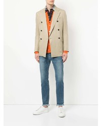 Мужской бежевый двубортный пиджак от Loveless