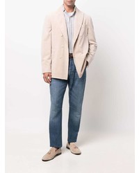 Мужской бежевый двубортный пиджак от Brunello Cucinelli