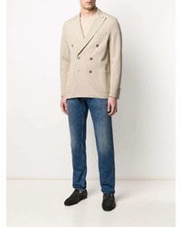 Мужской бежевый двубортный пиджак от Eleventy