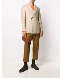 Мужской бежевый двубортный пиджак от Caruso