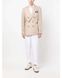 Мужской бежевый двубортный пиджак от Brunello Cucinelli