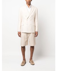 Мужской бежевый двубортный пиджак от Brunello Cucinelli