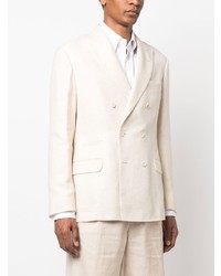 Мужской бежевый двубортный пиджак от Brunello Cucinelli