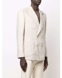 Мужской бежевый двубортный пиджак от Lardini