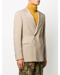 Мужской бежевый двубортный пиджак от Nanushka