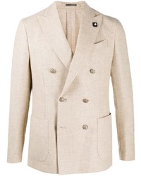 Мужской бежевый двубортный пиджак от Lardini