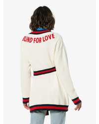 Женский бежевый кардиган с вышивкой от Gucci