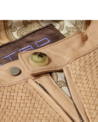 Мужской бежевый кожаный бомбер от Etro