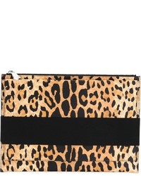 Бежевый кожаный клатч с леопардовым принтом от Givenchy