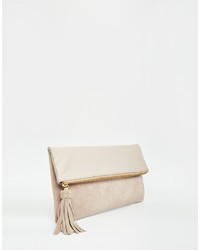 Бежевый кожаный клатч от Asos