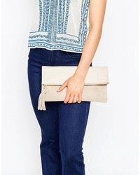 Бежевый кожаный клатч от Asos