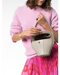 Бежевый кожаный клатч от Staud