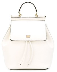 Женский бежевый кожаный рюкзак от Dolce & Gabbana