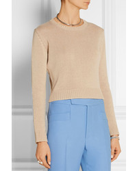 Бежевый короткий свитер от Miu Miu