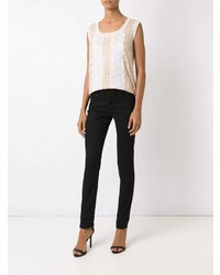 Бежевый кружевной топ без рукавов от Martha Medeiros