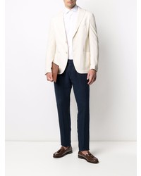 Мужской бежевый льняной вязаный пиджак от Eleventy