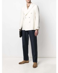 Мужской бежевый льняной двубортный пиджак от Tagliatore