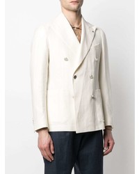 Мужской бежевый льняной двубортный пиджак от Tagliatore