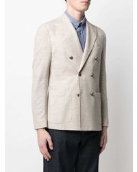 Мужской бежевый льняной двубортный пиджак от Eleventy