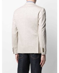 Мужской бежевый льняной двубортный пиджак от Eleventy