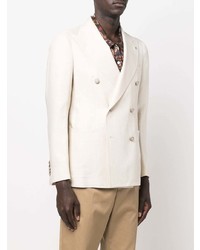 Мужской бежевый льняной двубортный пиджак от Tagliatore