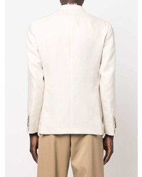 Мужской бежевый льняной двубортный пиджак от Tagliatore