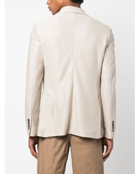 Мужской бежевый льняной двубортный пиджак от Circolo 1901