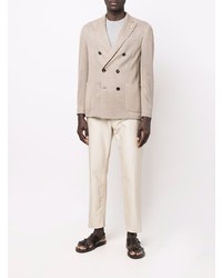 Мужской бежевый льняной двубортный пиджак от Lardini
