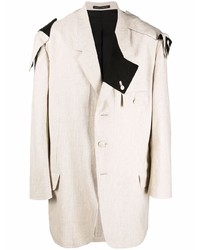 Мужской бежевый льняной пиджак в стиле пэчворк от Yohji Yamamoto