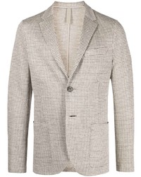 Мужской бежевый льняной пиджак с узором "гусиные лапки" от Harris Wharf London